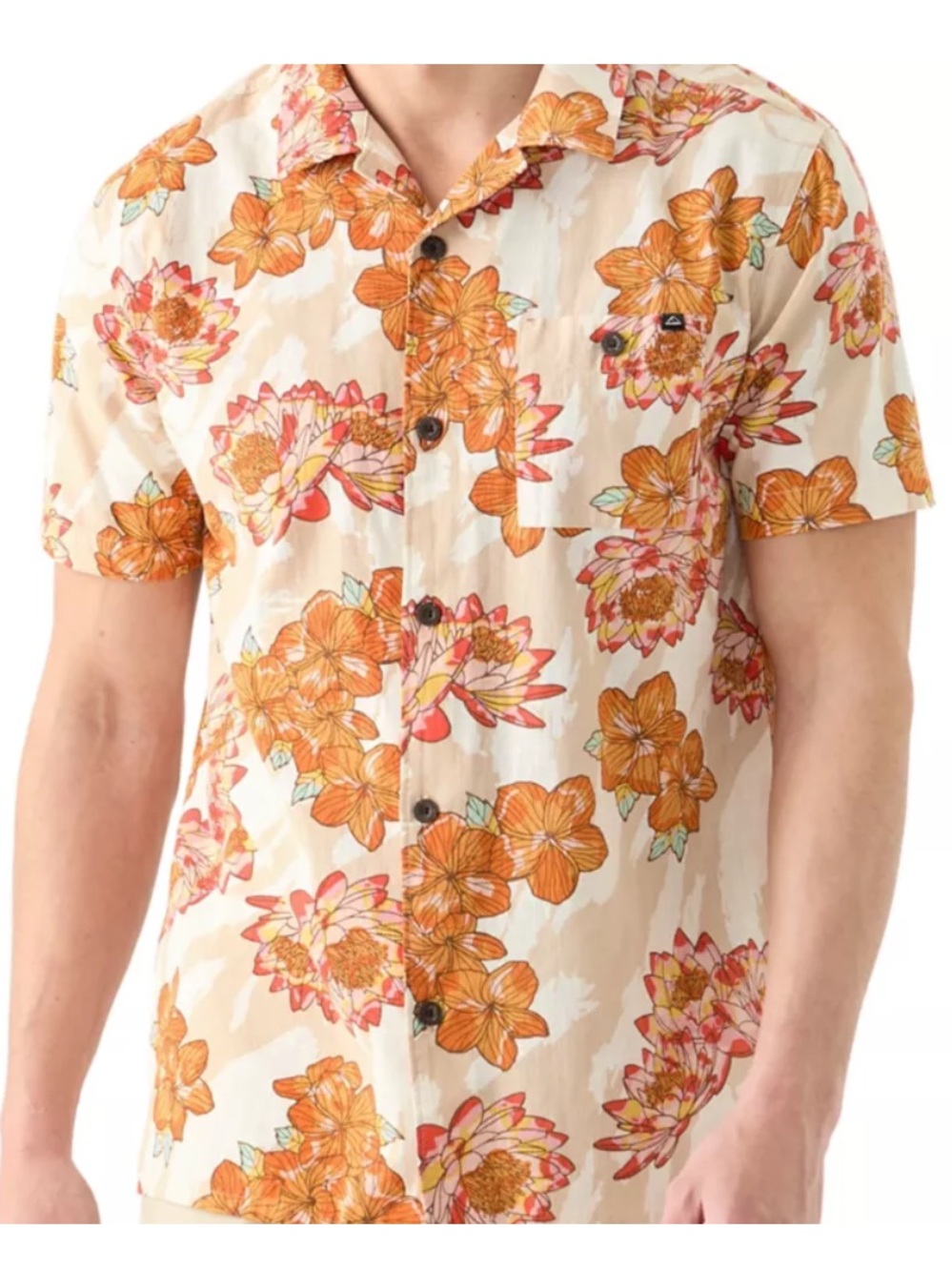 Reef Men’s Tafford Short Sleeve 1 Pocket Camp Shirt Button Up Cotton Size M - Picture 1 of 14